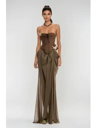 Ardelis Strapless Butterfly Lace Up Skirt Set