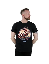 Marvel Mens Captain America And Falcon In Battle T-Shirt - Black