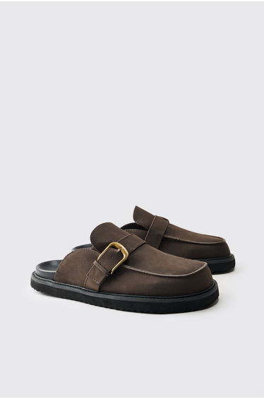 Chunky Buckle PU Mule - ecru