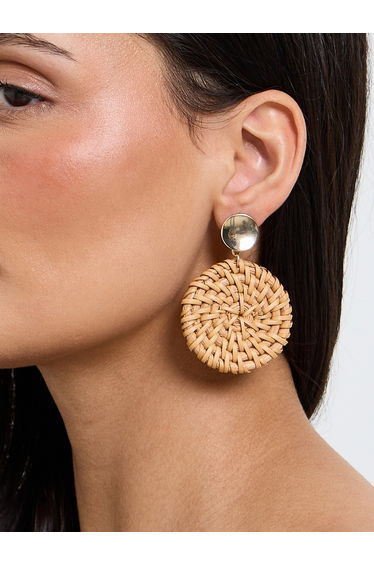 Rattan Disc Earrings
