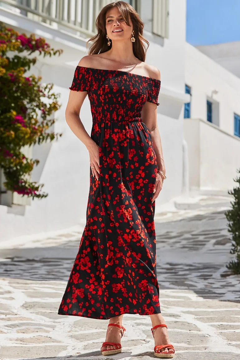 wholesale maxi dresses Wholesale Women's Dresses ITY Maxi Dress-Floral 3-4 Ruffle Sleeve 36-Case S-XL Cecelia NW34 main image 0