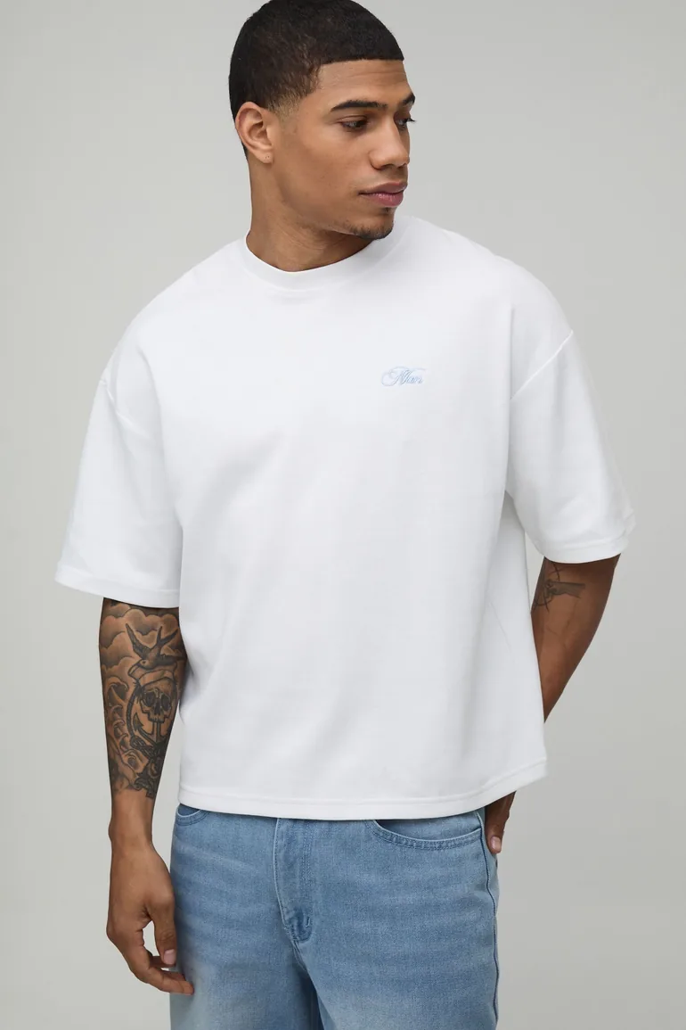 Boat Hire Embroidered Oversized Interlock T-shirt - white