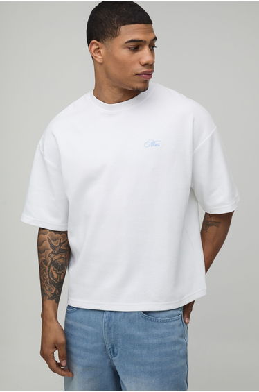Boat Hire Embroidered Oversized Interlock T-shirt - white