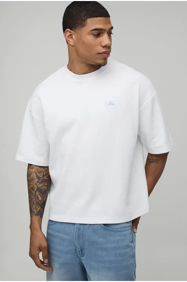Boat Hire Embroidered Oversized Interlock T-shirt - white