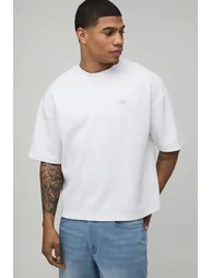 Boat Hire Embroidered Oversized Interlock T-shirt - white