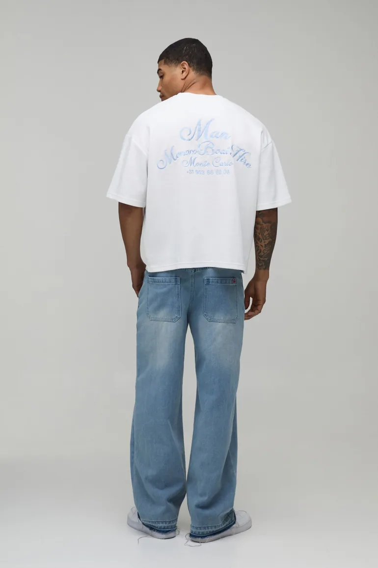 Boat Hire Embroidered Oversized Interlock T-shirt - white - 2