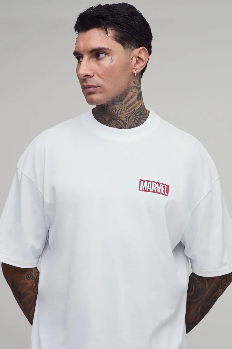 Tall Oversized Spider Man License Print T-Shirt - white - 2