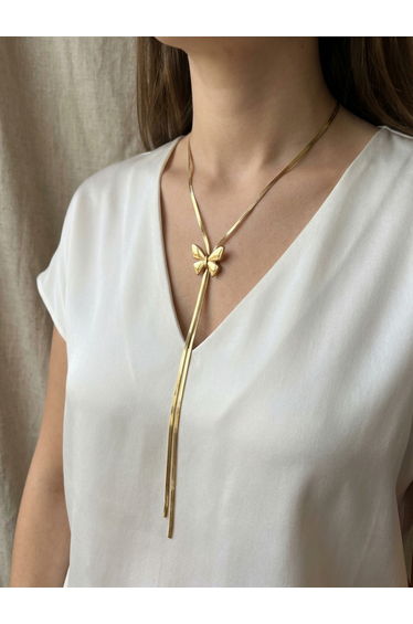 Butterfly Adjustable Flat Snake Chain Necklace