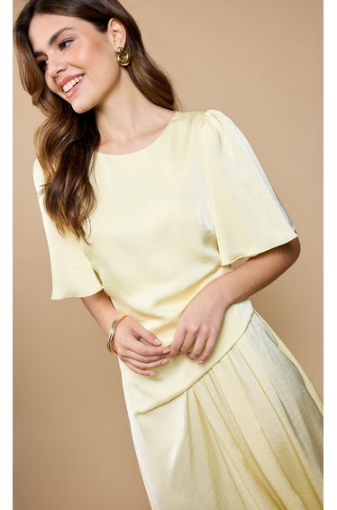 Lemon Satin Gathered Midaxi Dress by Vicky Pattison product thumbnail 3