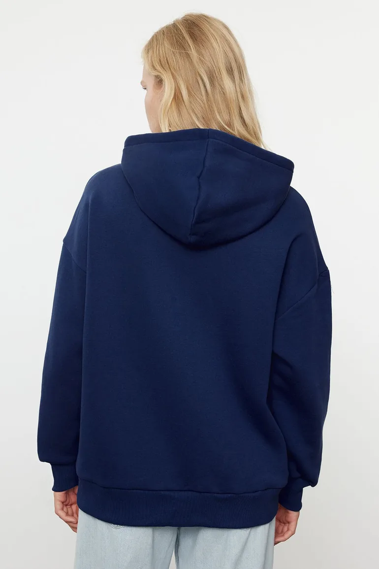 هودي قطن كحلي بقبعة - 3