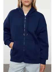 هودي قطن كحلي بقبعة - 2