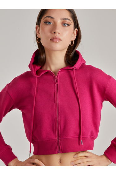 Cropped Zip Through Hoodie