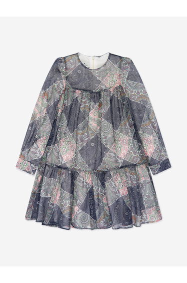 Girls Paisley Woven Dress in Blue