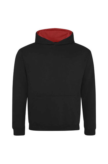 Awdis Childrens/Kids Varsity Hoodie - Jet Black/Fire Red