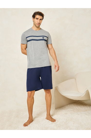 Striped Crew Neck T-Shirt and Short Set
