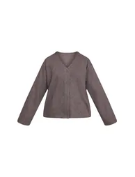Charcoal Grey Brushed Soft Touch Boxy Cardigan - 4