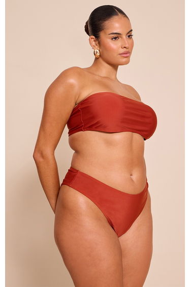 Plus Chocolate Mix & Match High Waisted High Leg Bikini Bottoms
