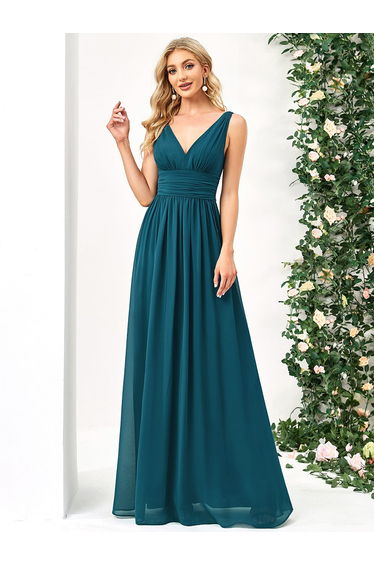 ever HUSH|Chiffon Empire Waist Sleeveless Pleated Bridesmaid Dress