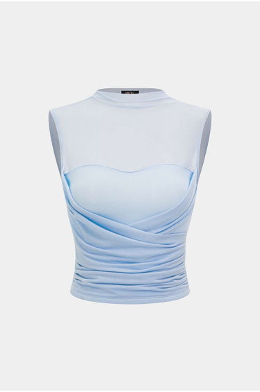 Mock Neck Ruched Tank Top