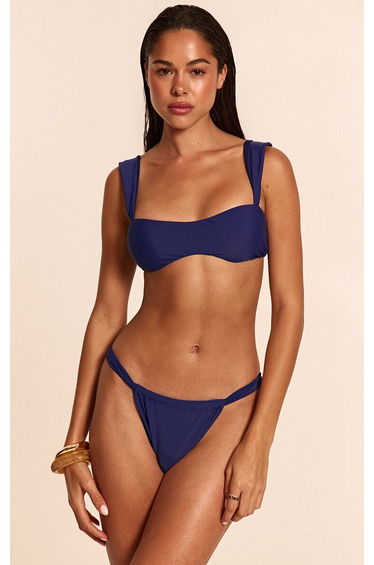 Navy Thick Strap Padded Bikini Top
