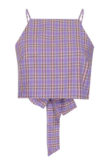 Glamorous Lilac Pink Check Tie Back Crop Top