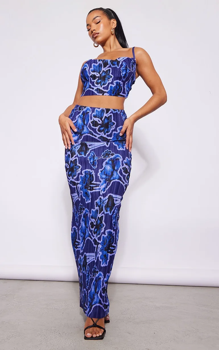 Blue Print Plisse Strappy Cowl Neck Top - 2
