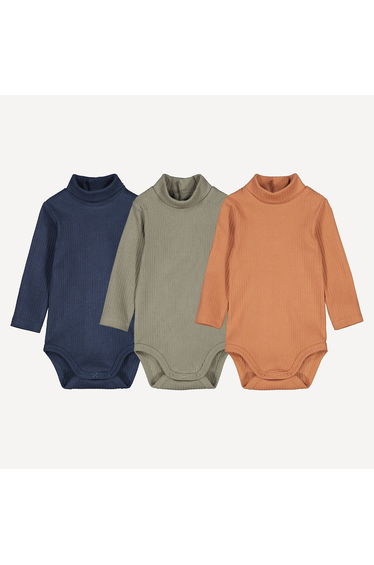 Pack of 3 Bodysuits with High Neck