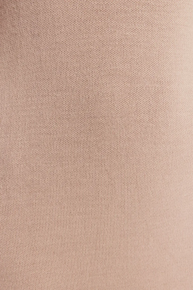 Beige Plain Knitwear Dress - 5