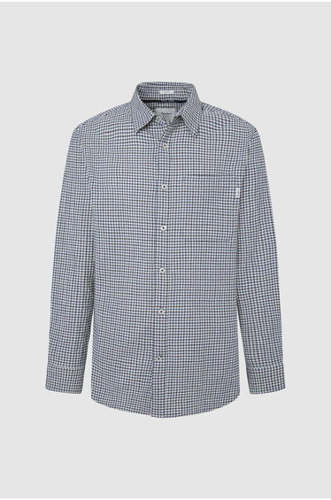 Pepe Jeans Mick Fine Check Long Sleeve Shirt Grey White