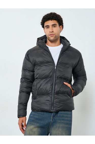 Men Relaxed Fit Solid Puffer Jacket