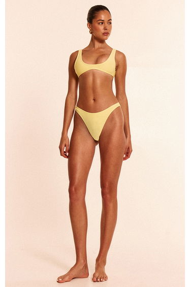 Lemon Ribbed Plunge Bikini Top