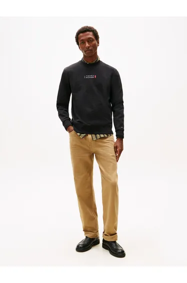 سويتشيرت تومي هيلفيغر أسود بأكمام طويلة