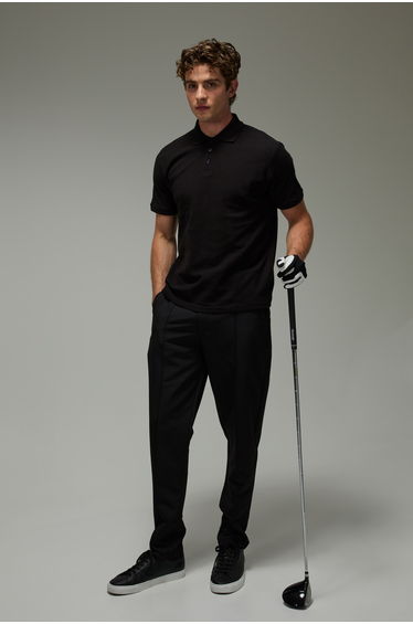 Man Active Tapered Fit Pintuck Golf Trousers - black