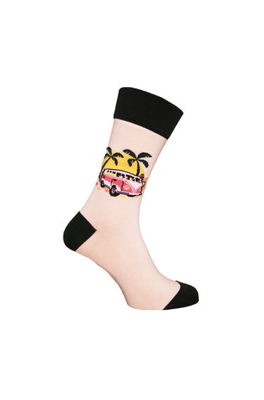 Simply Essentials Boys Toys Mens Campervan Socks - Cream