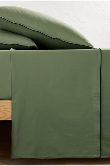 Victor Plain 100% Washed Cotton Satin 300 Thread Count Flat Sheet