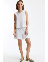 Sleeveless Top in Broderie Anglaise, Crew Neck - 1