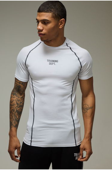 Training Dept Muscle Contrast Stitch T-Shirt - white