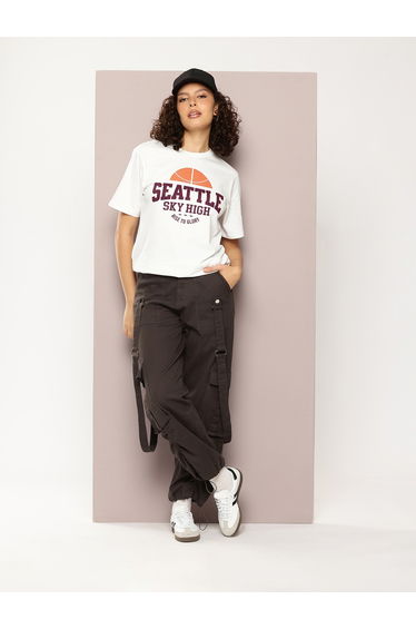 Women Oversized Sports Printed T-Shirt