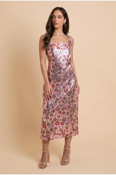 DP Luxe Sequin Strappy Midi Dress