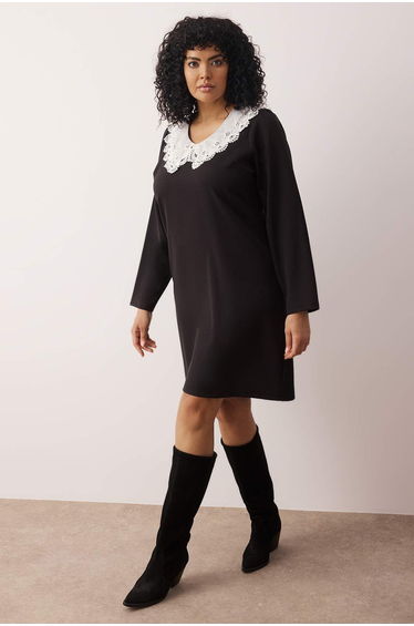 Black Shally Woven Plus Size Dress