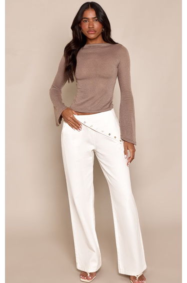 Mushroom Textured Extreme Flared Sleeve Long Top