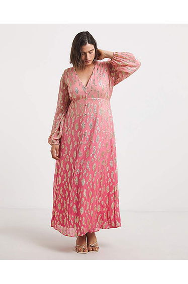 Pink Ombre Jacquard Maxi Dress