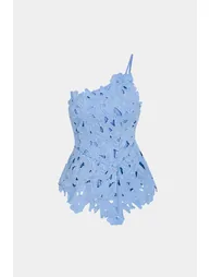 Lace One Shoulder Cut Out Asymmetrical Hem Cami Top - 2