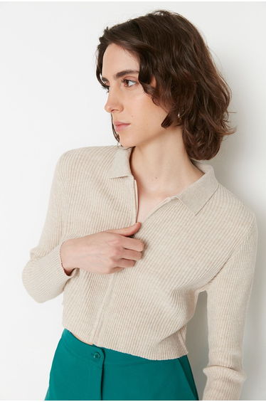 Cardigan - Beige - Slim fit