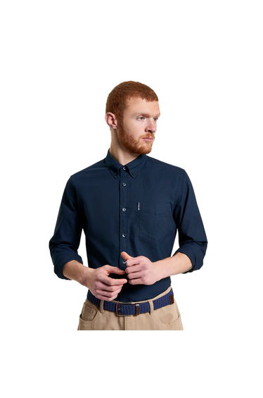 Ben Sherman Mens Signature Oxford Long-Sleeved Shirt - Dark Navy