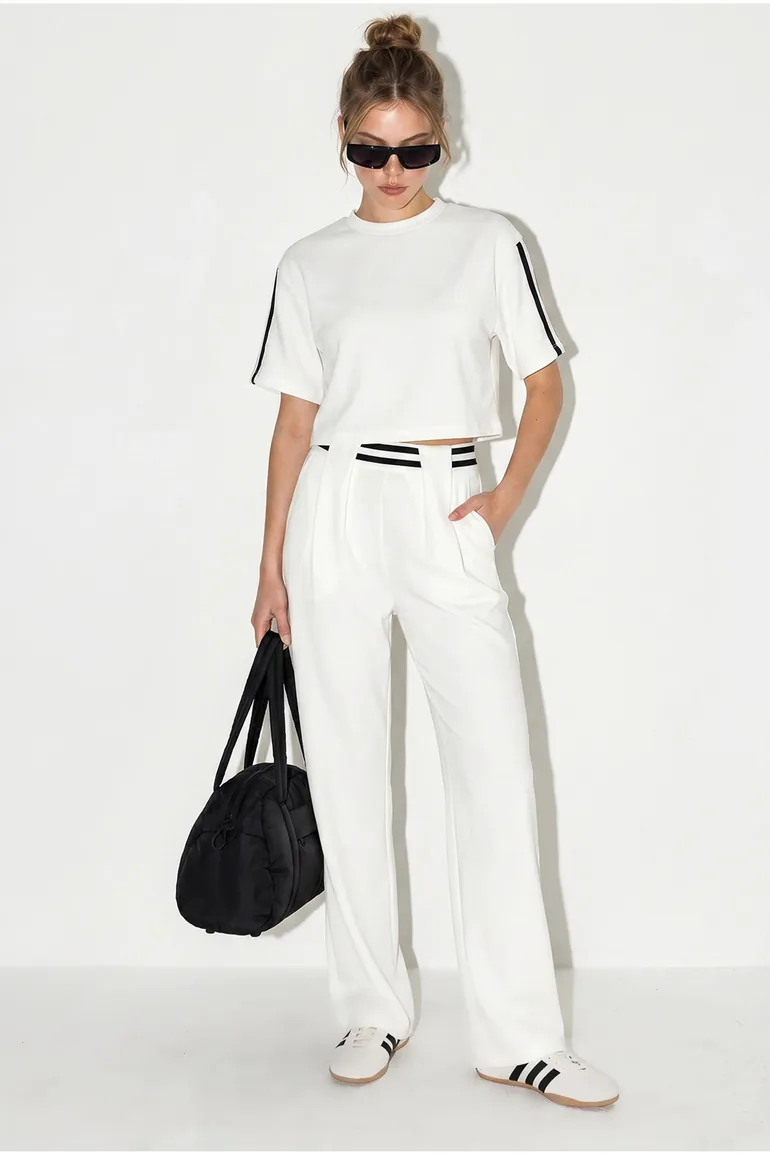 LUCCI 2-Piece Crew Neck T-Shirt And Wide Leg Trousers Set