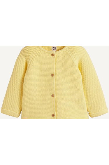 Cotton Garter Stitch Cardigan with Buttons