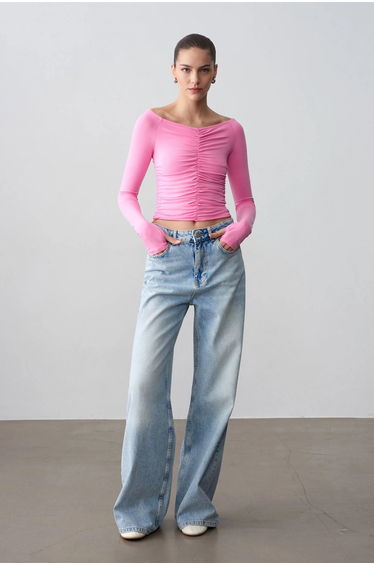 Dilvin Off-Shoulder Crop Top Blouse