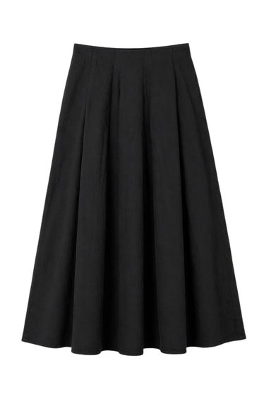MIXRAY High Waist A-Line Midi Skirt