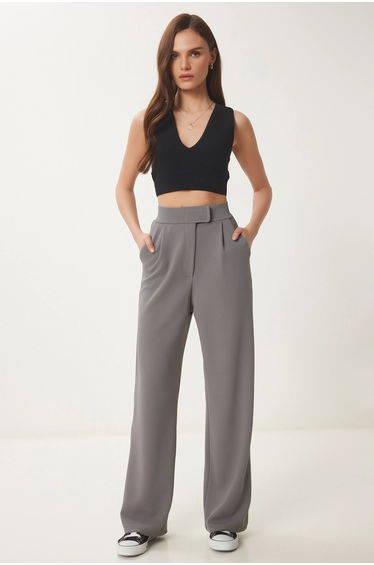 ISTANBUL High Waist Textured Palazzo Pants